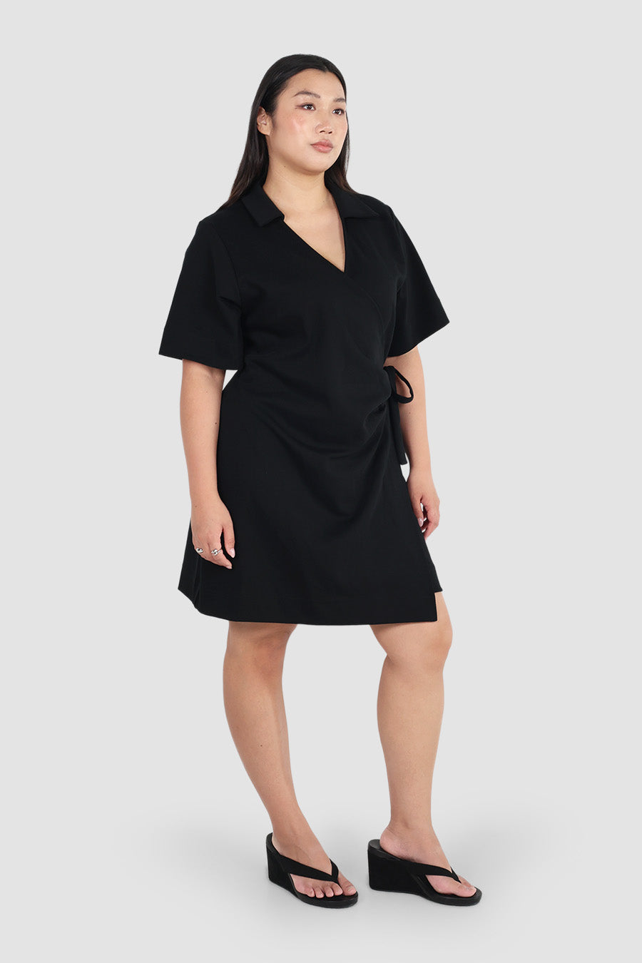 CASA WRAP DRESS BLACK