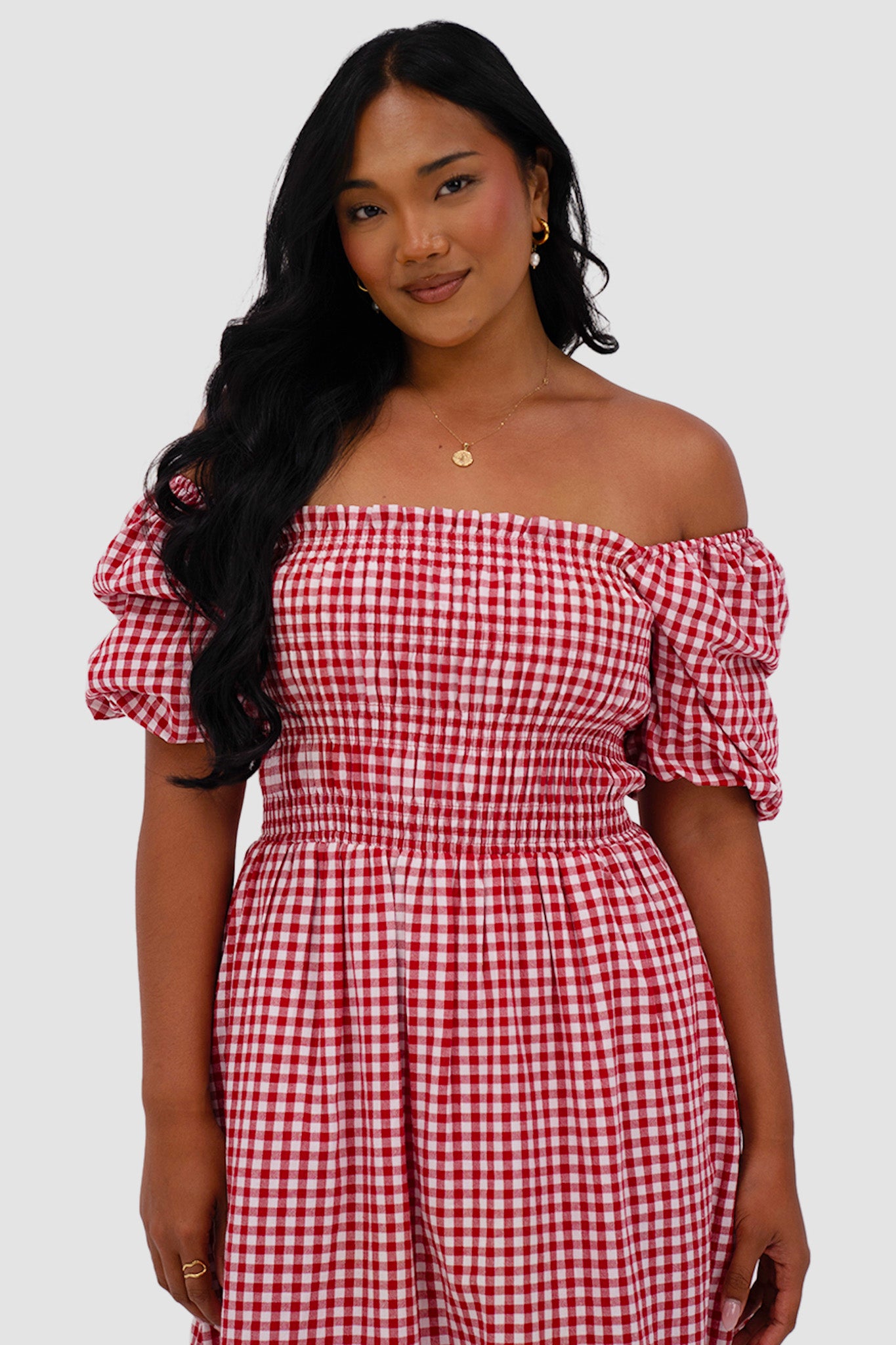 ISMAE MAXI DRESS RED GINGHAM