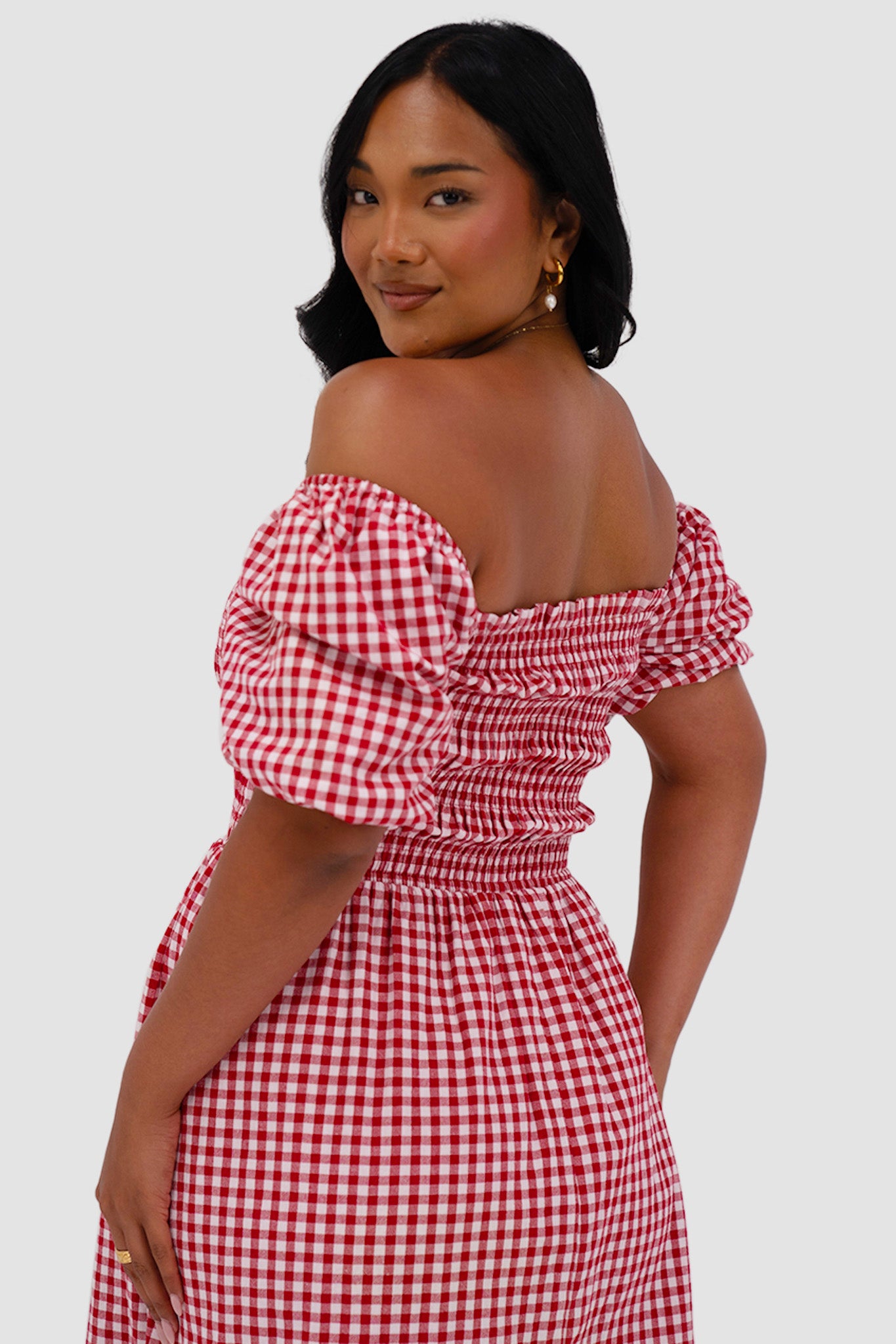 ISMAE MAXI DRESS RED GINGHAM