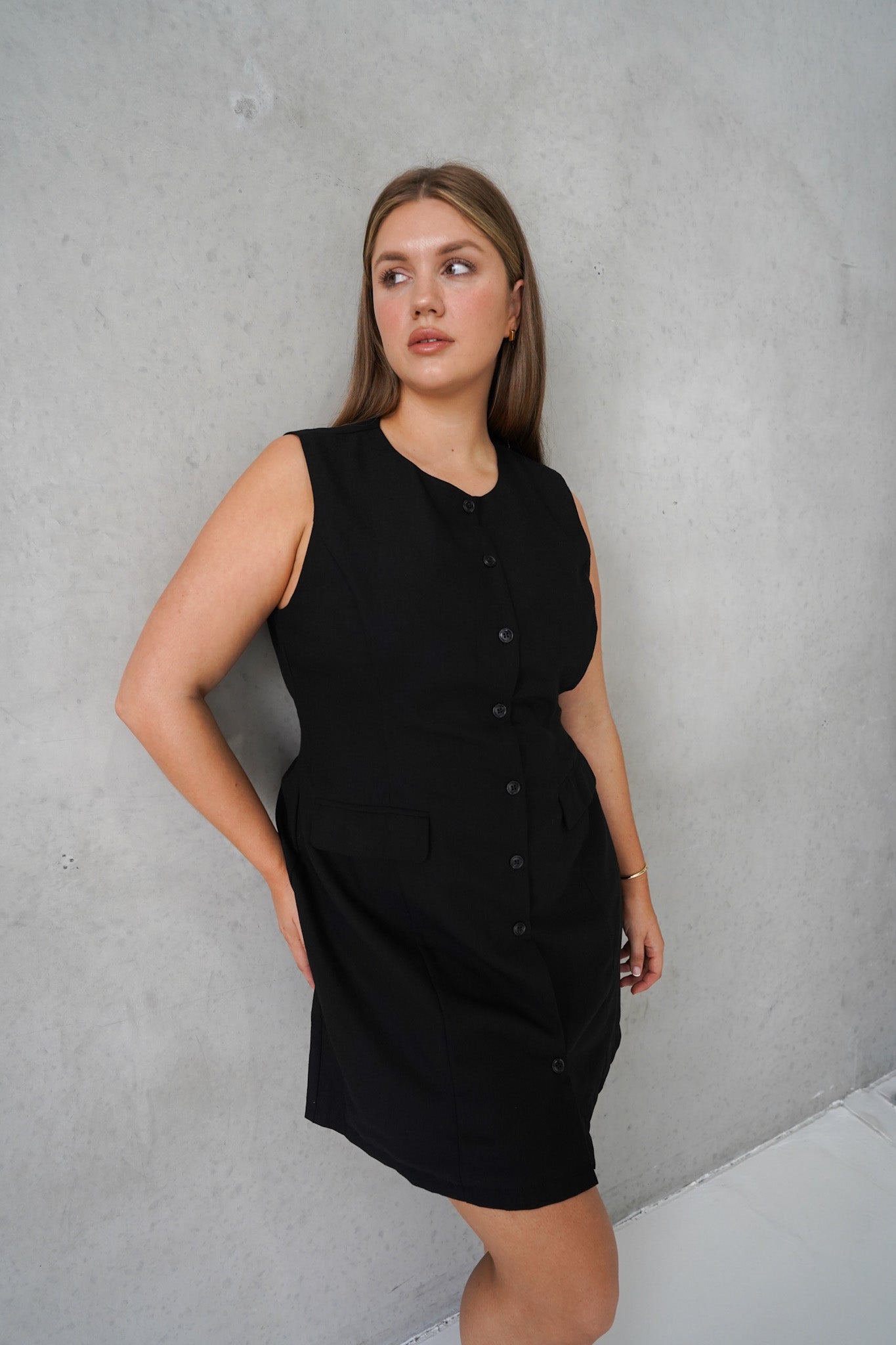 MAVEN BUTTON DRESS BLACK