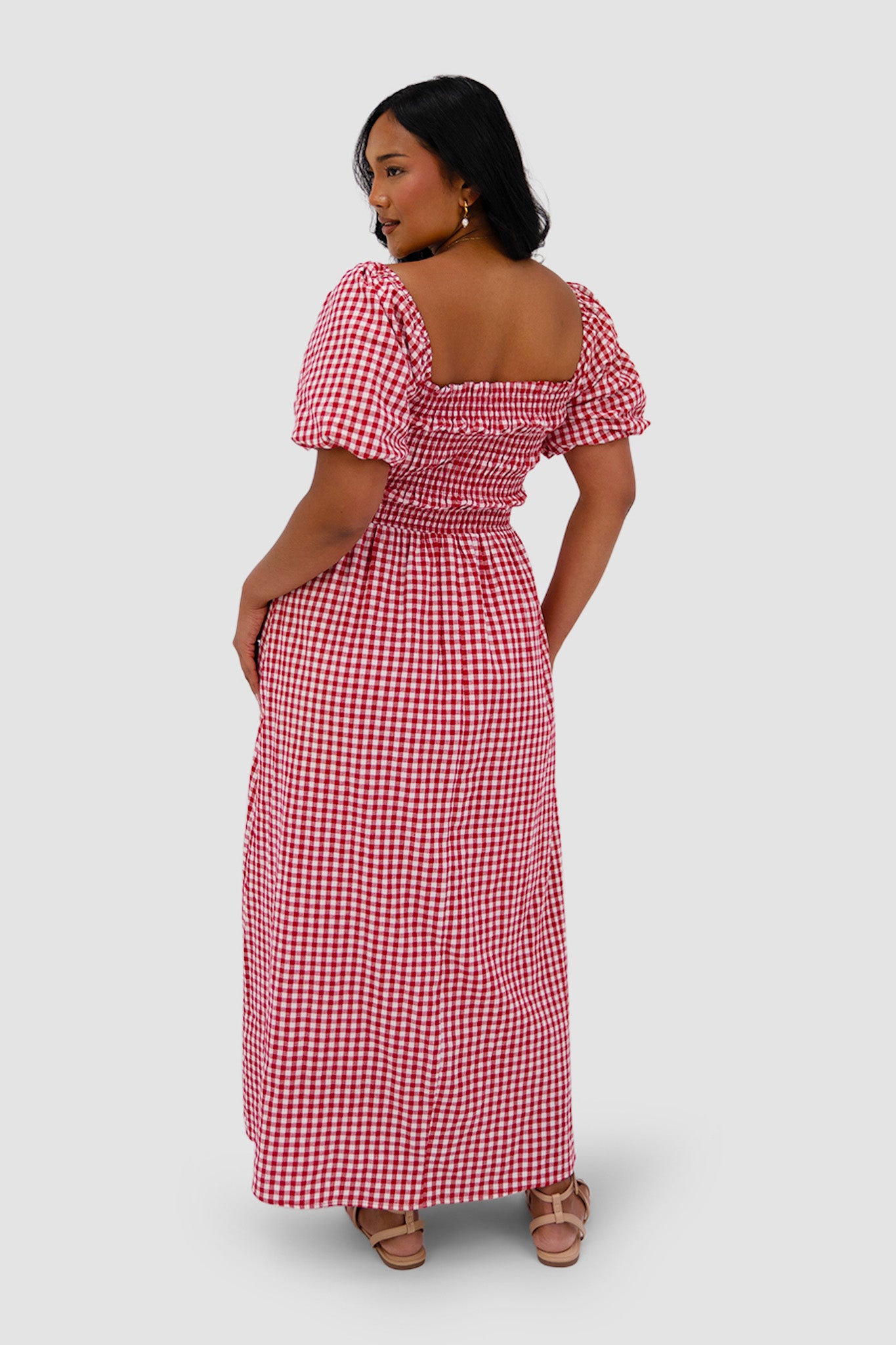 ISMAE MAXI DRESS RED GINGHAM