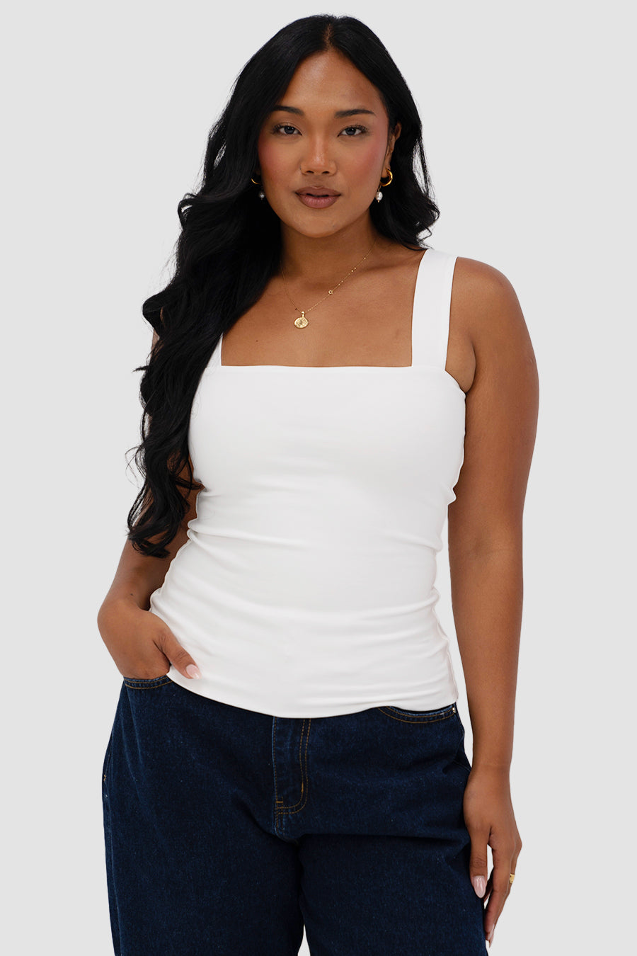 QUINN FULL LENGTH TOP WHITE