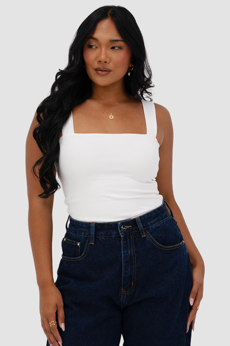 QUINN FULL LENGTH TOP WHITE