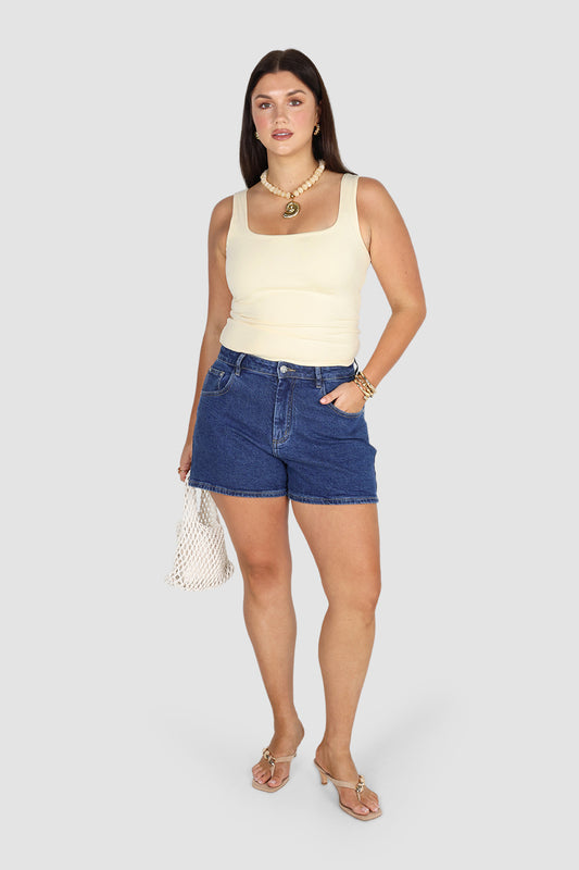 GREER DENIM SHORTS MID BLUE