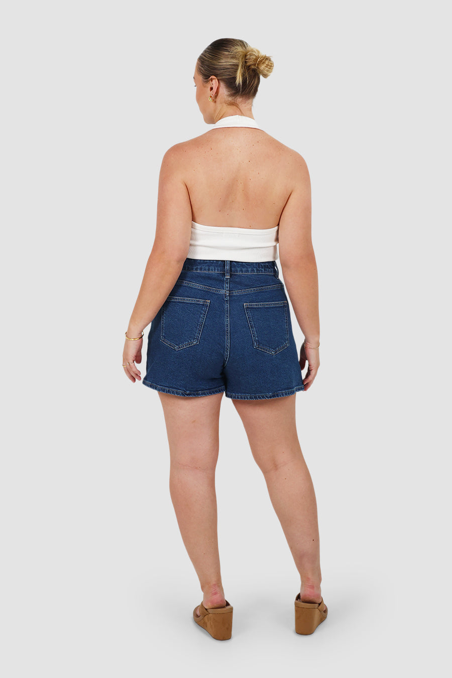 GREER DENIM SHORTS MID BLUE