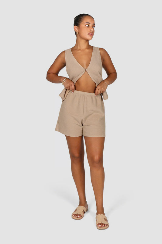 CAPRI WAFFLE SHORTS BISCUIT