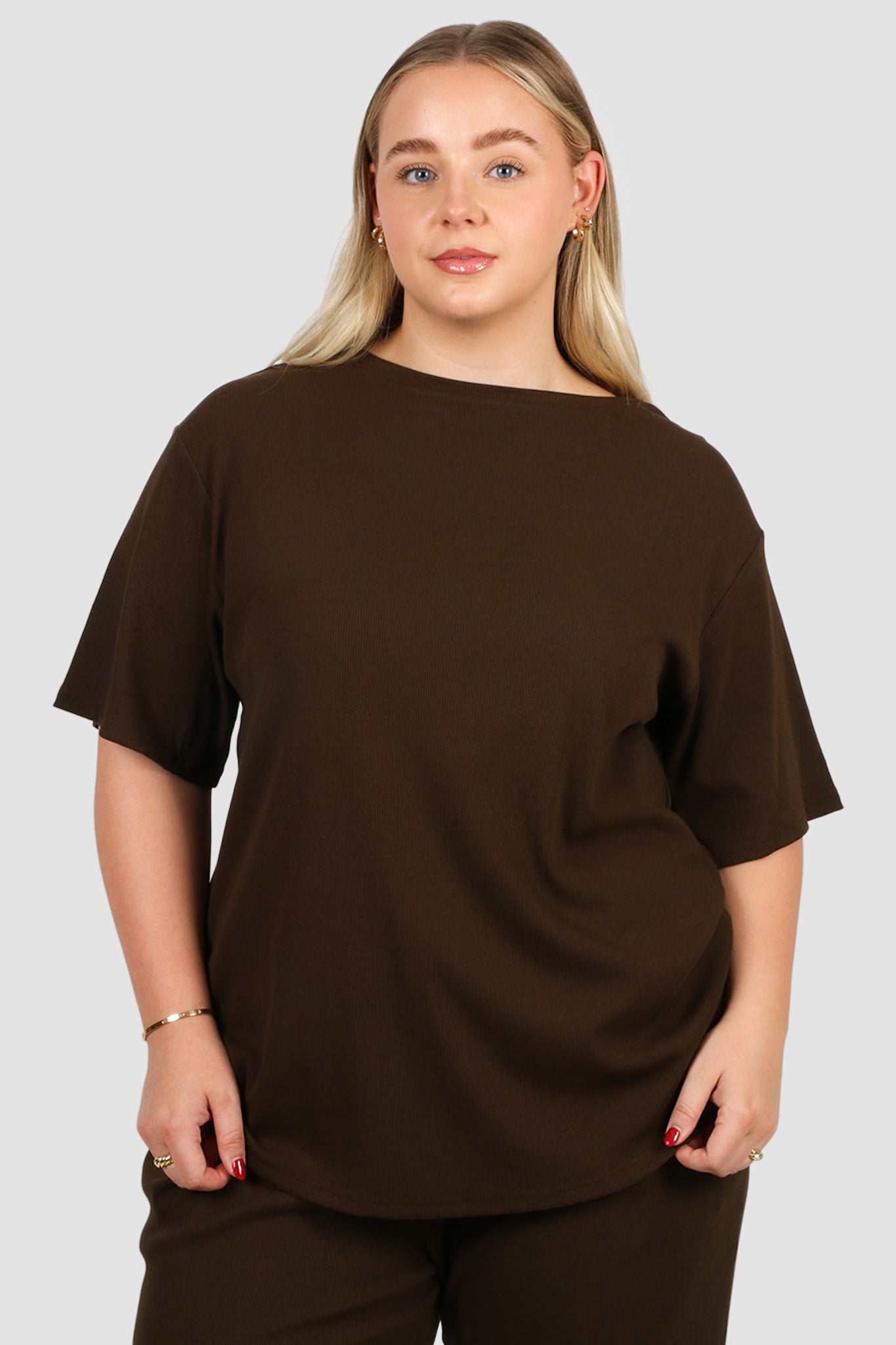 NOLYN RIB TEE ESPRESSO