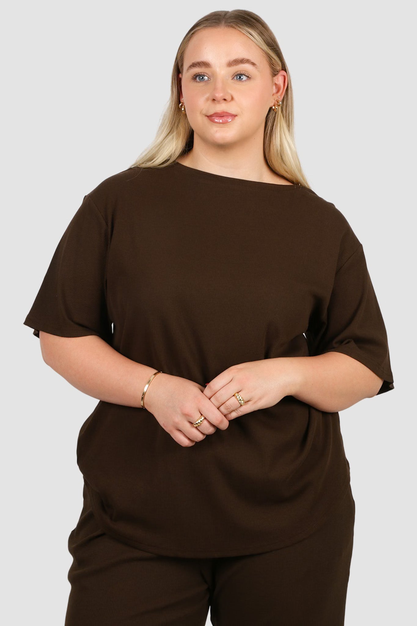 NOLYN RIB TEE ESPRESSO