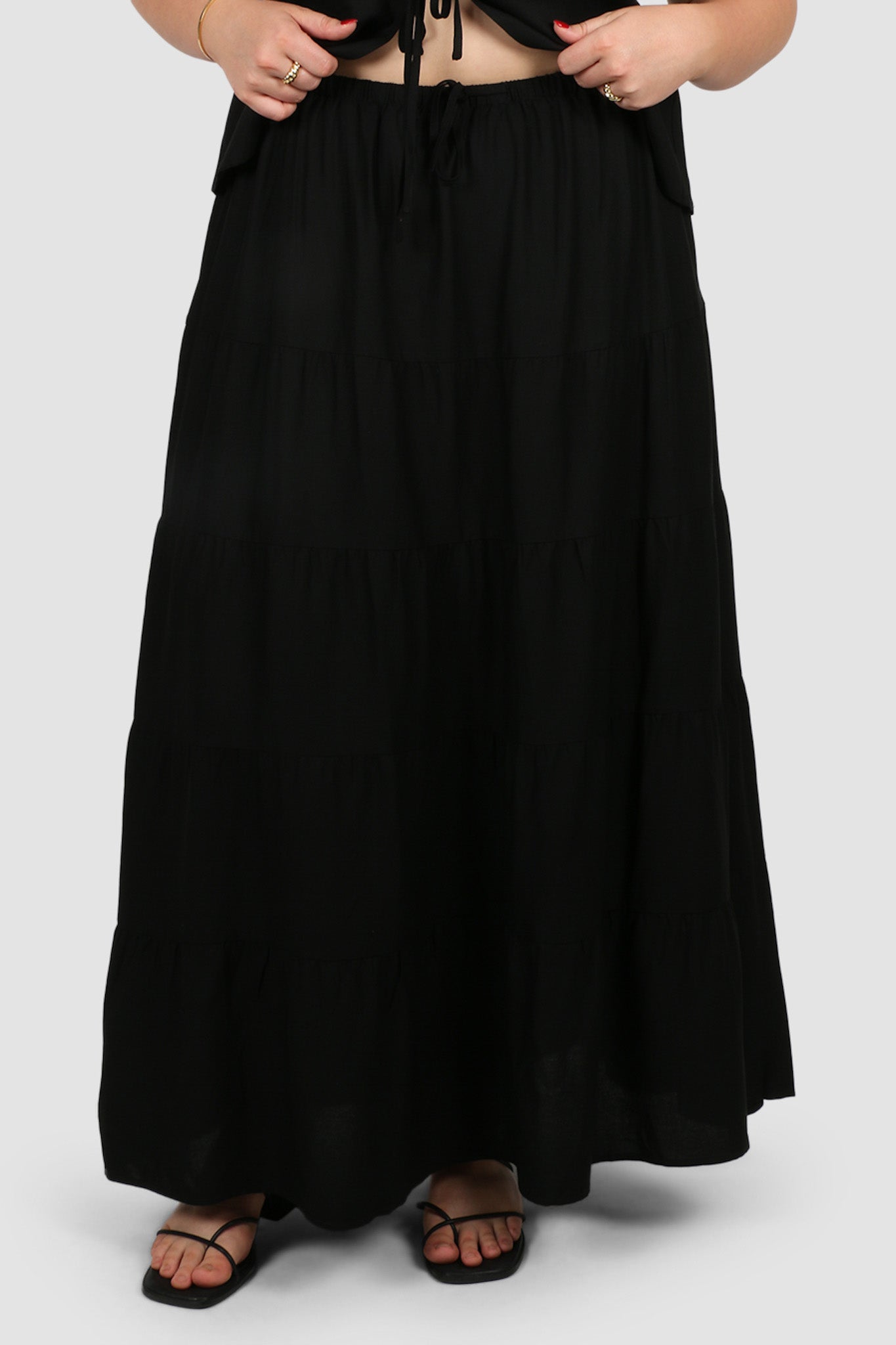 ZYLA TIERED MAXI SKIRT BLACK – FAYT The Label - Main Image