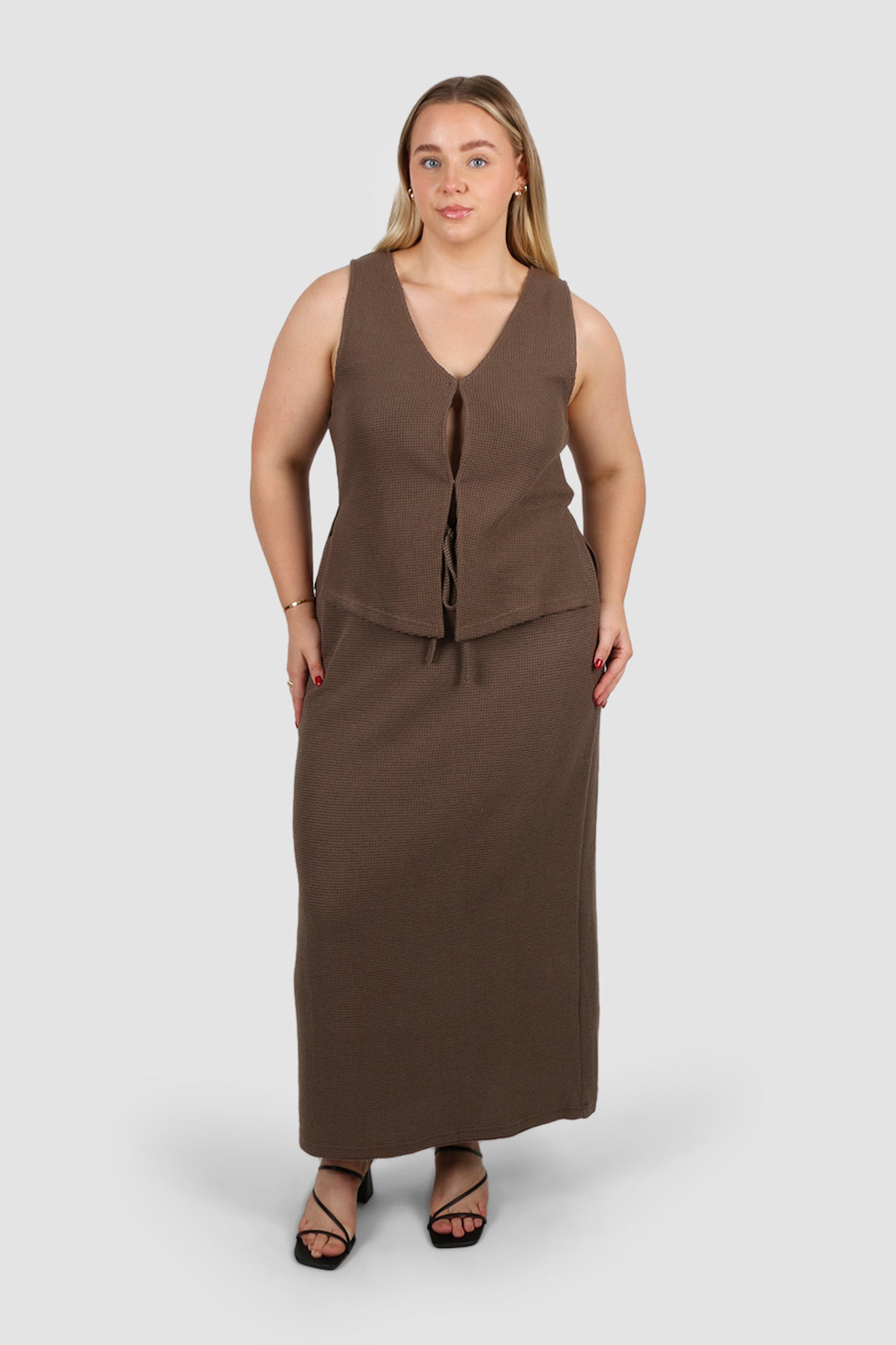 MARLEY WAFFLE MAXI SKIRT MOCHA