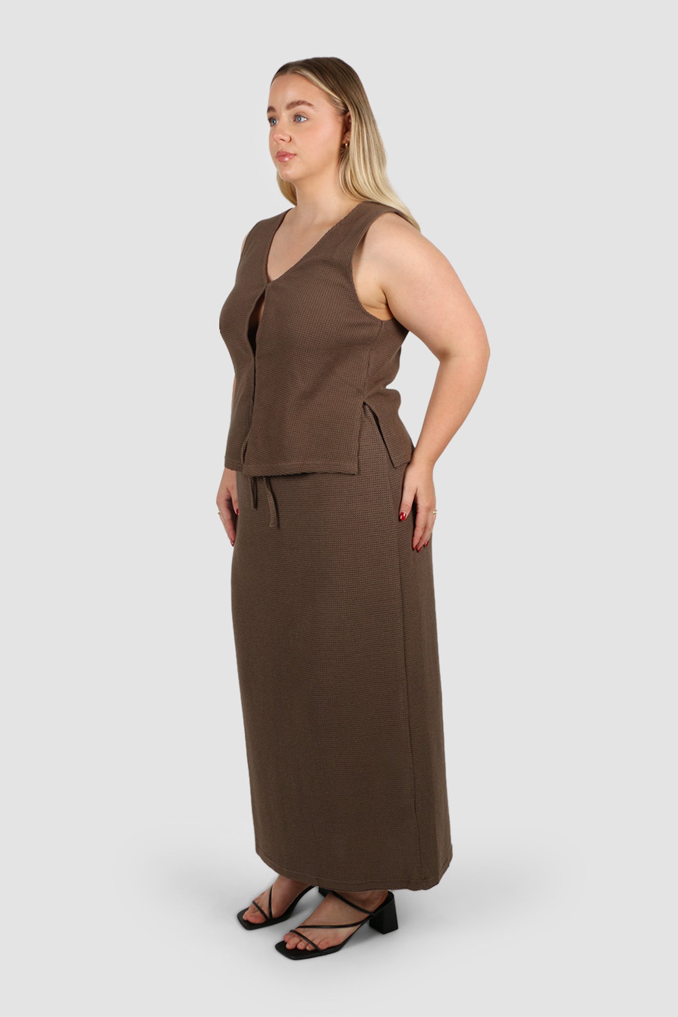 MARLEY WAFFLE MAXI SKIRT MOCHA