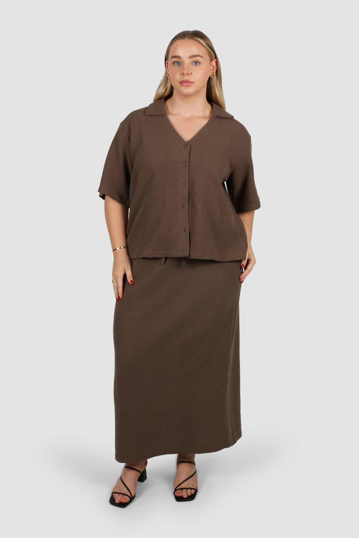 MARLEY WAFFLE MAXI SKIRT MOCHA