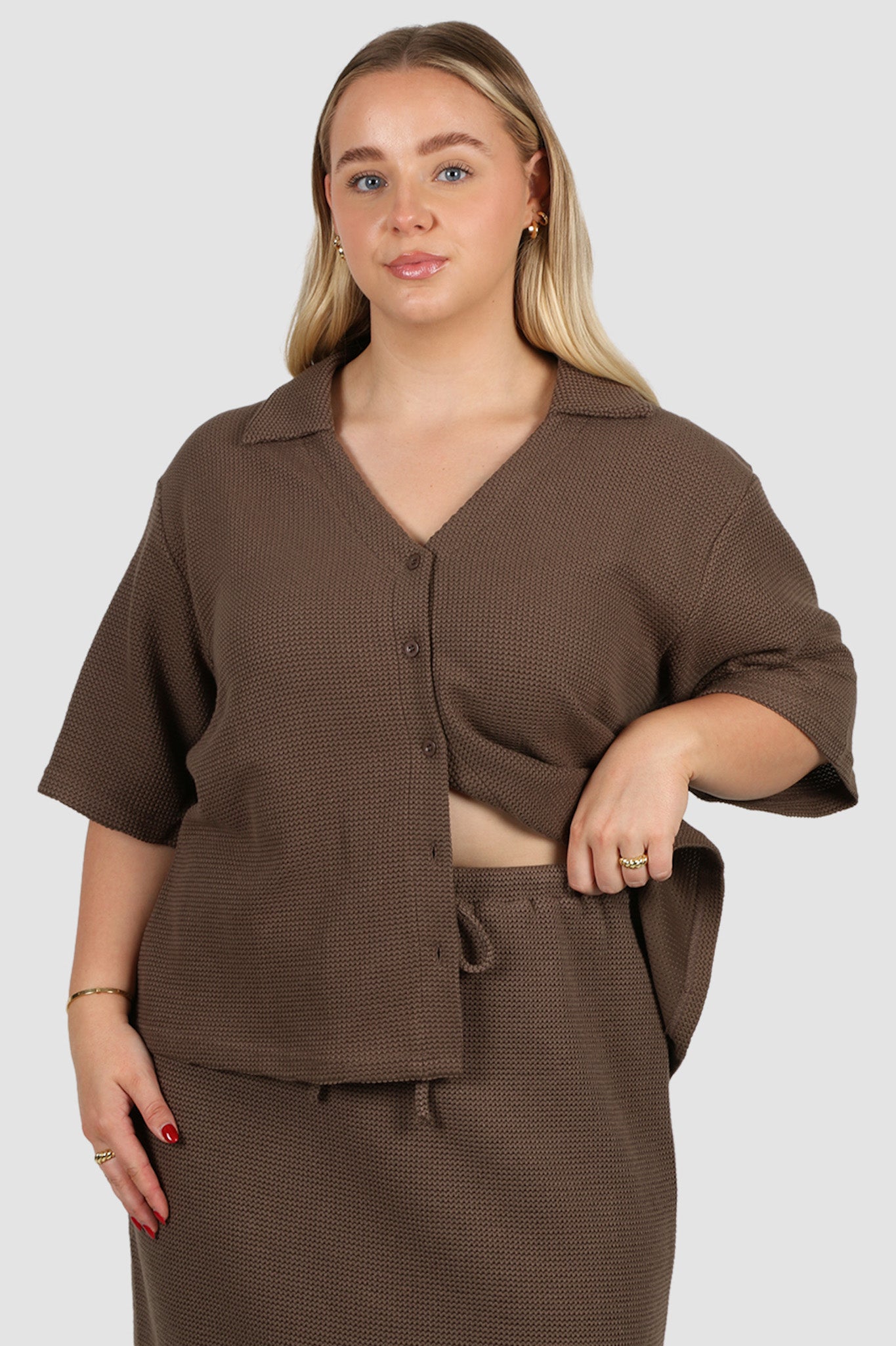 LUMI WAFFLE SHIRT MOCHA