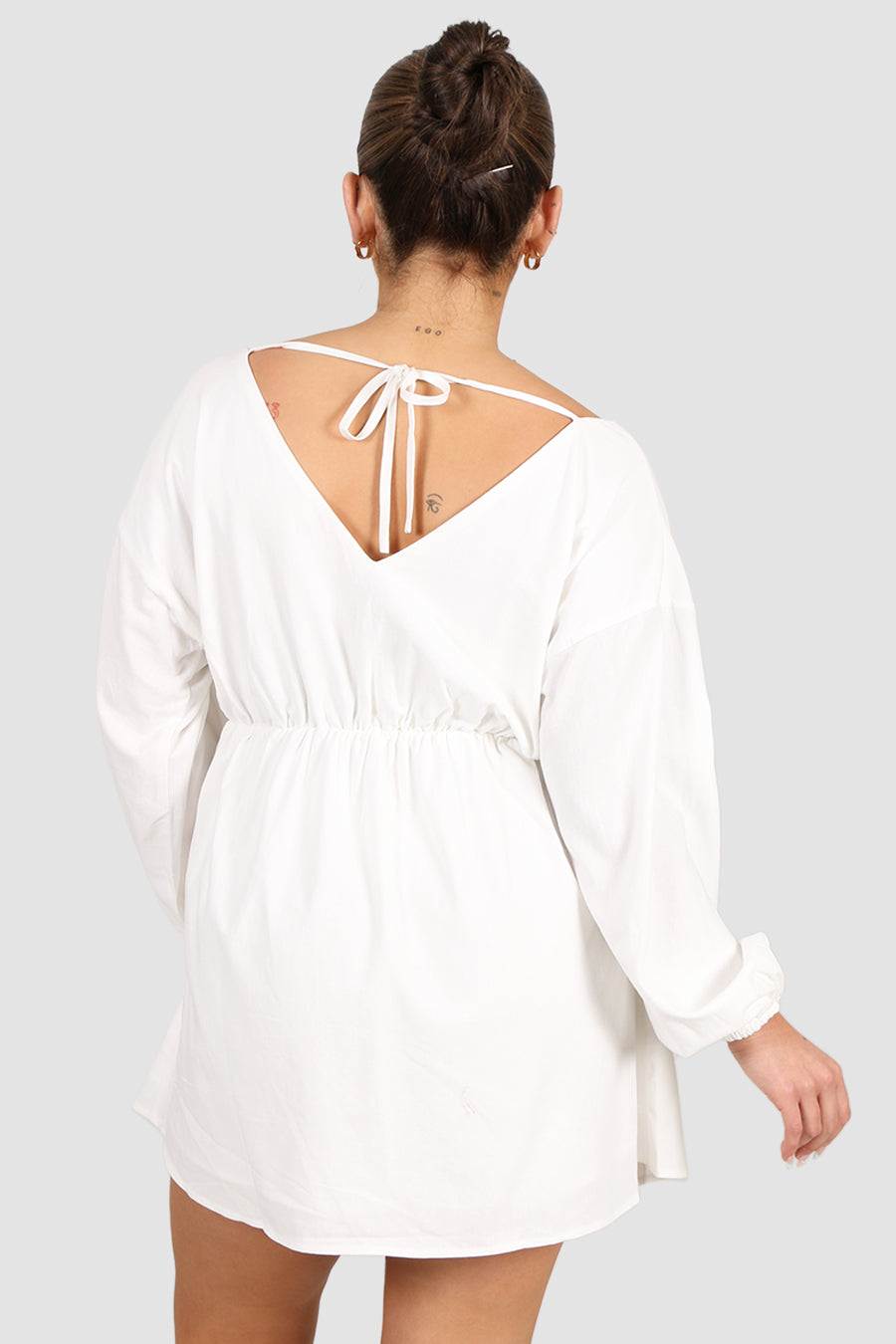 FREYA LINEN DRESS WHITE
