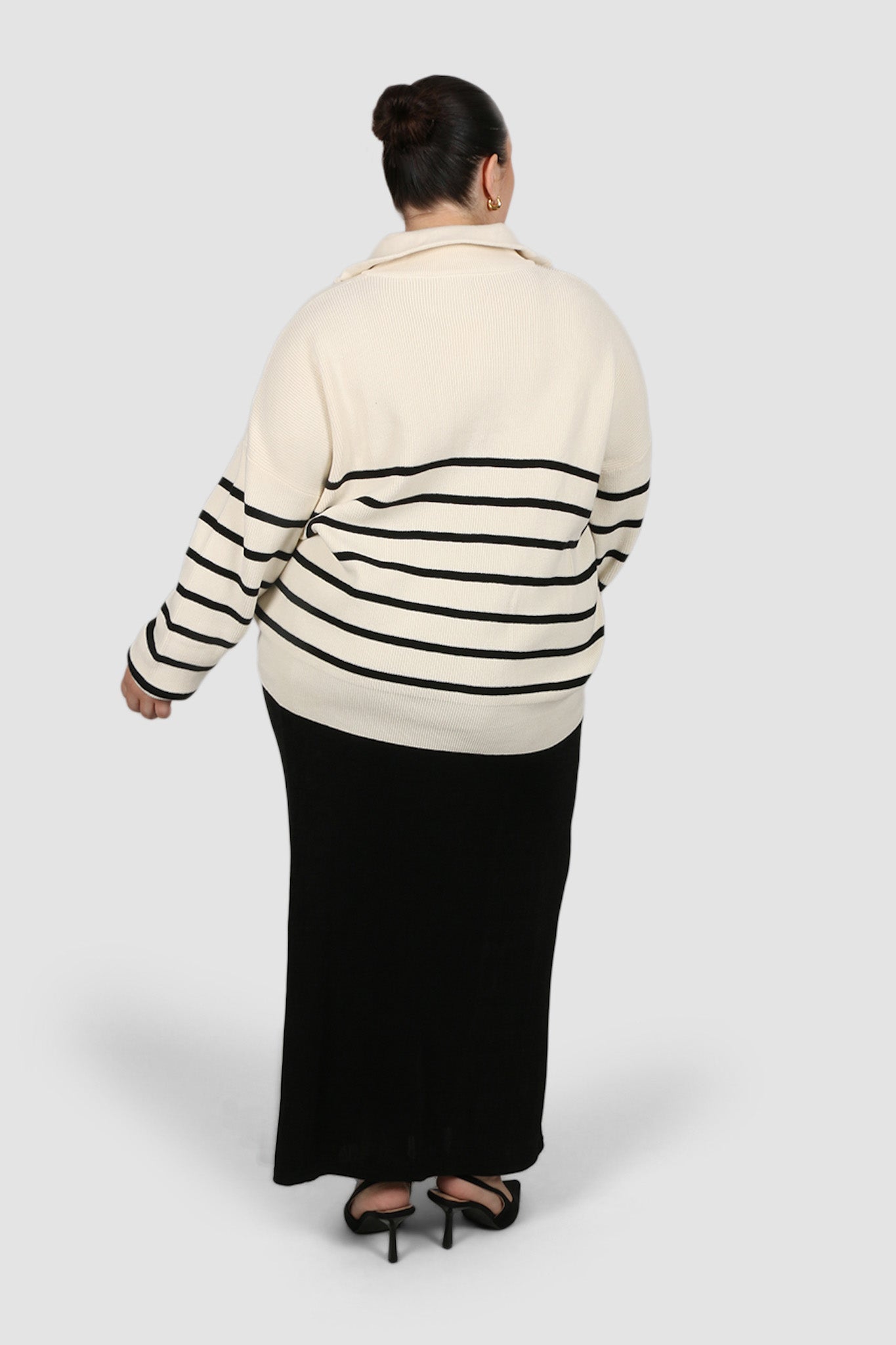 FLETCHER ZIP KNIT CREAM STRIPE