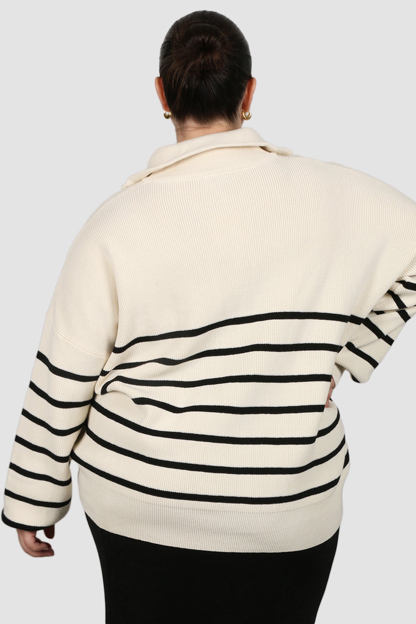 FLETCHER ZIP KNIT CREAM STRIPE