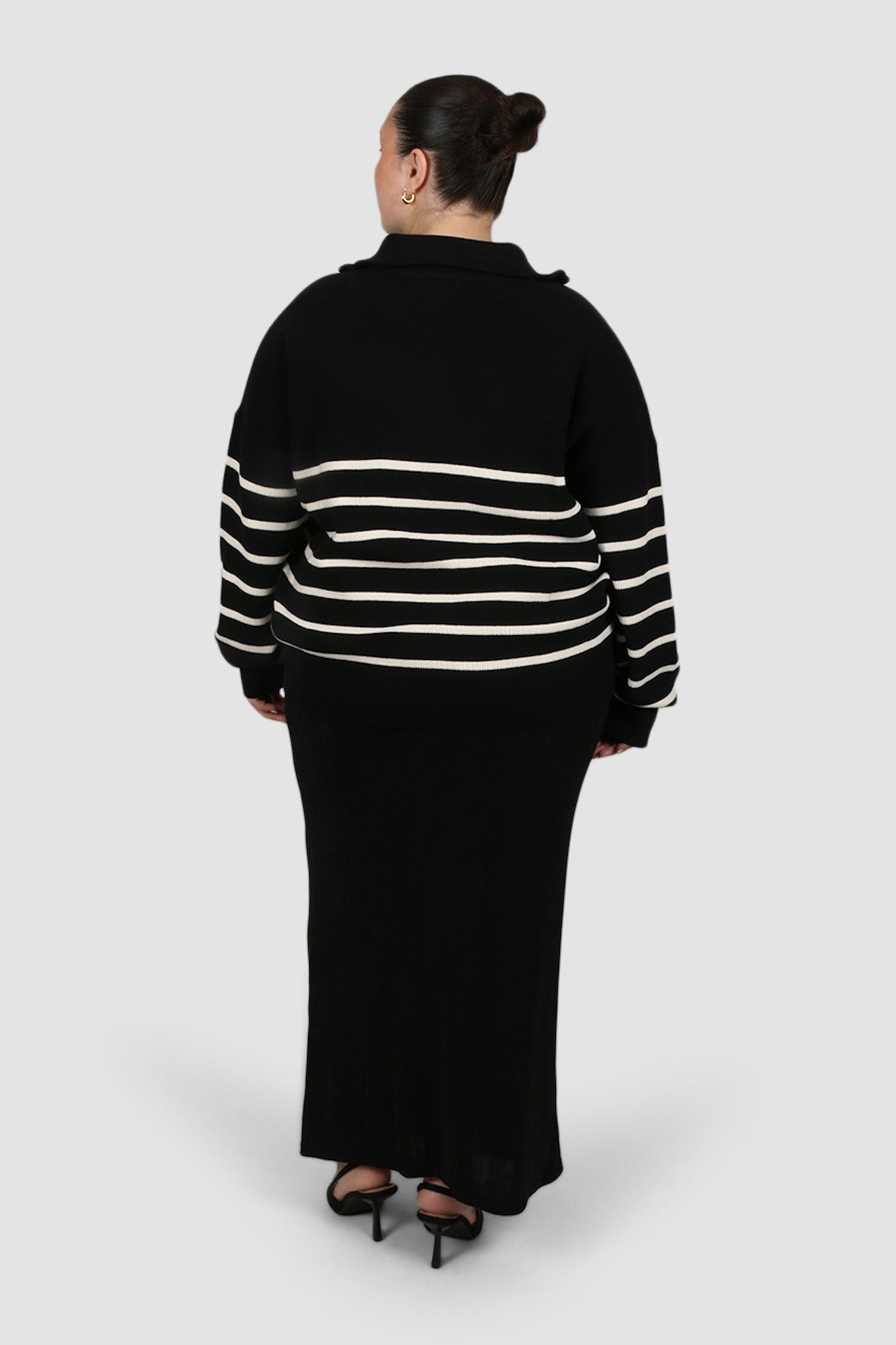 FLETCHER ZIP KNIT BLACK STRIPE