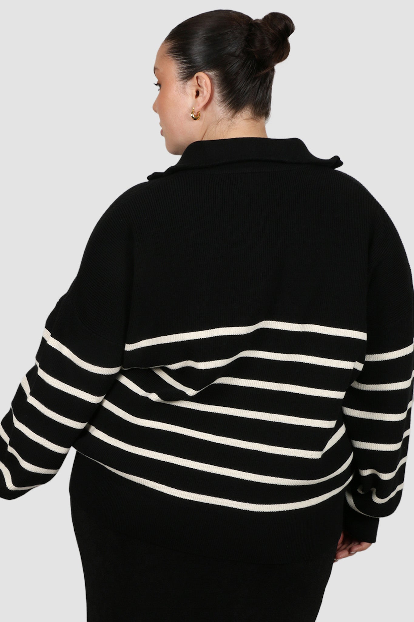 FLETCHER ZIP KNIT BLACK STRIPE