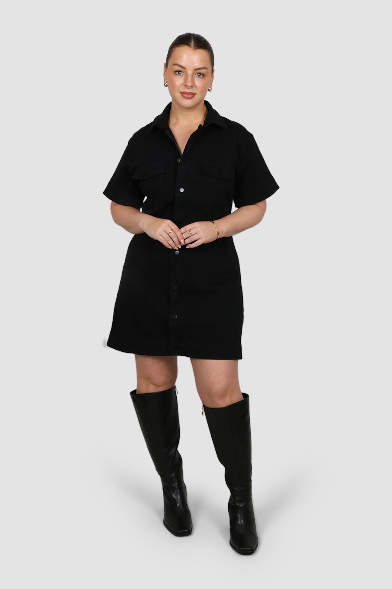 SAVEIRA DENIM DRESS BLACKOUT