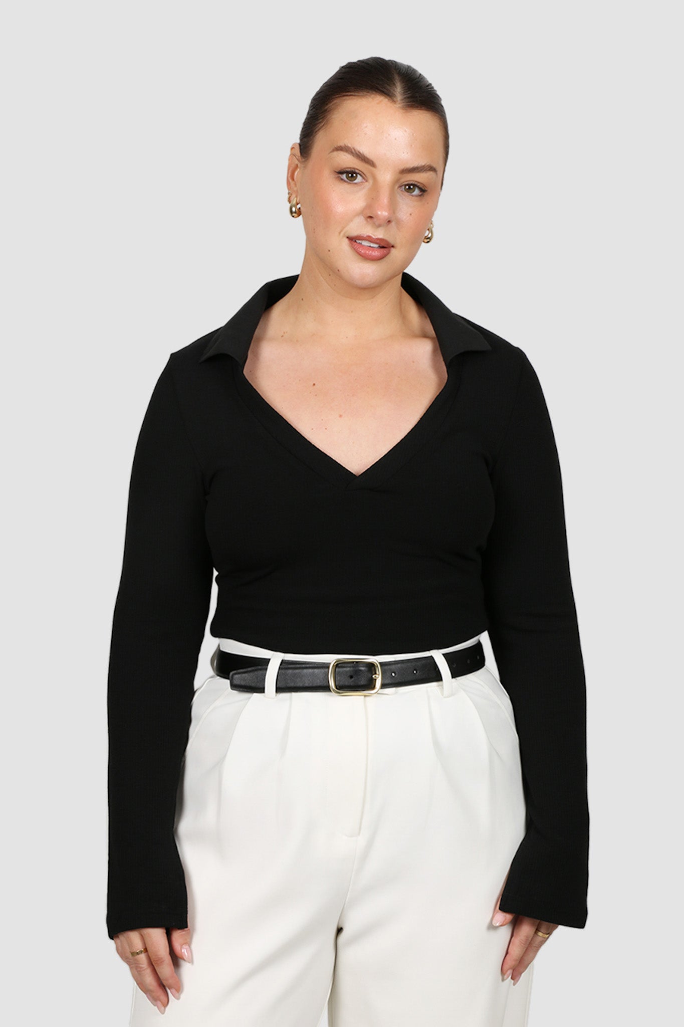 ZITA RIB TOP BLACK