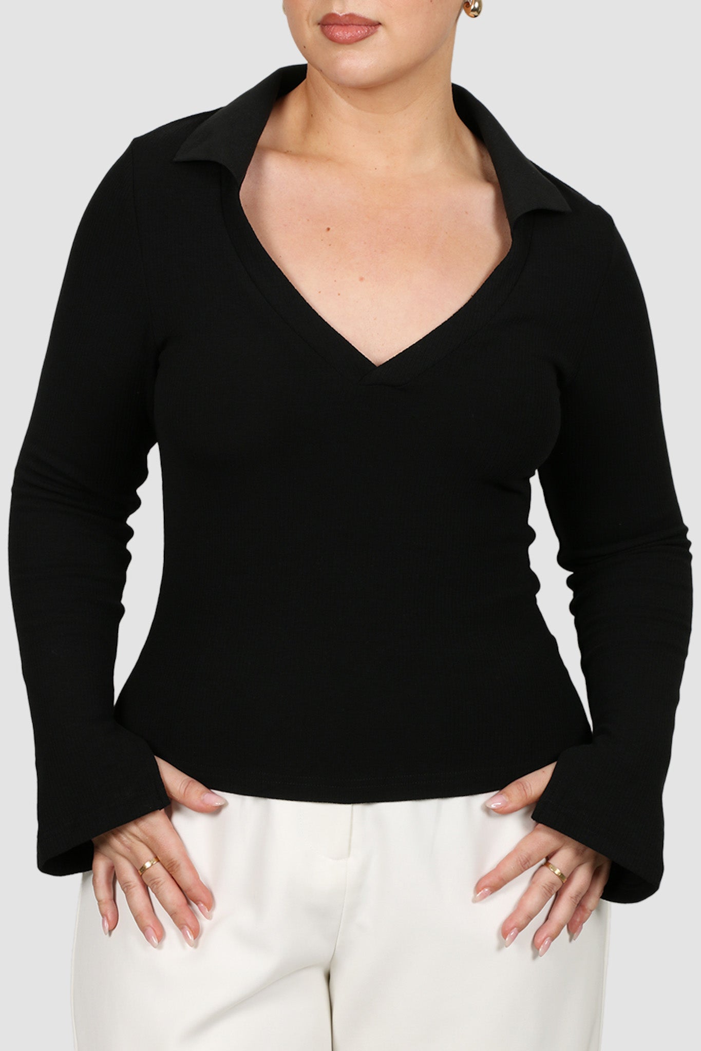 ZITA RIB TOP BLACK