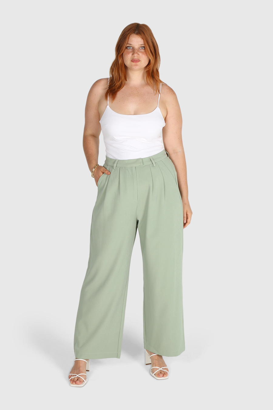 DOWNTOWN WIDE LEG PANT SOFT GREEN – FAYT The Label