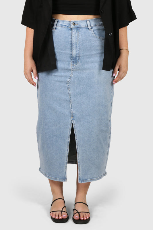 HUDSON MIDI SKIRT BLUE WASH