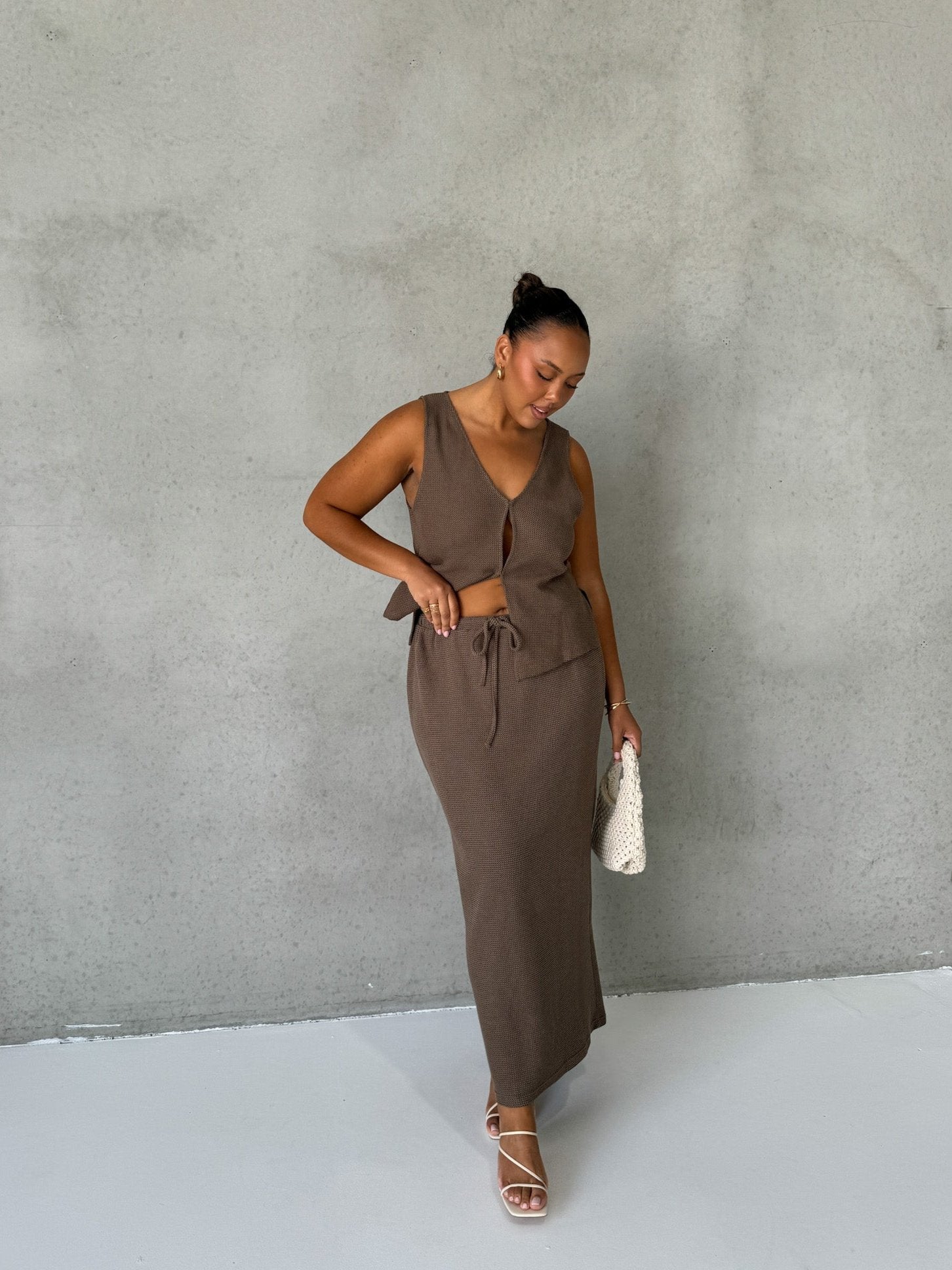 MARLEY WAFFLE MAXI SKIRT MOCHA