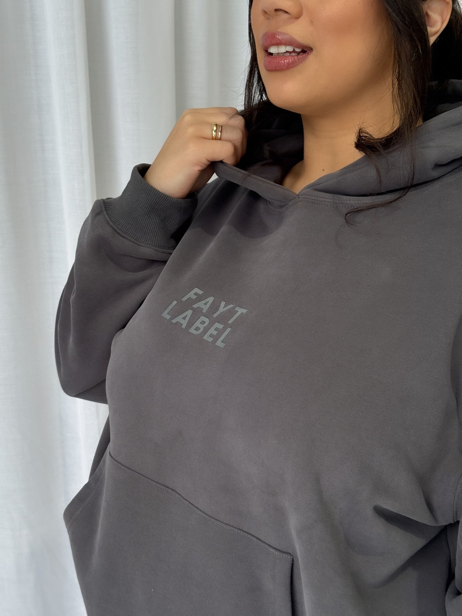 FAYT LOGO HOODIE CHARCOAL