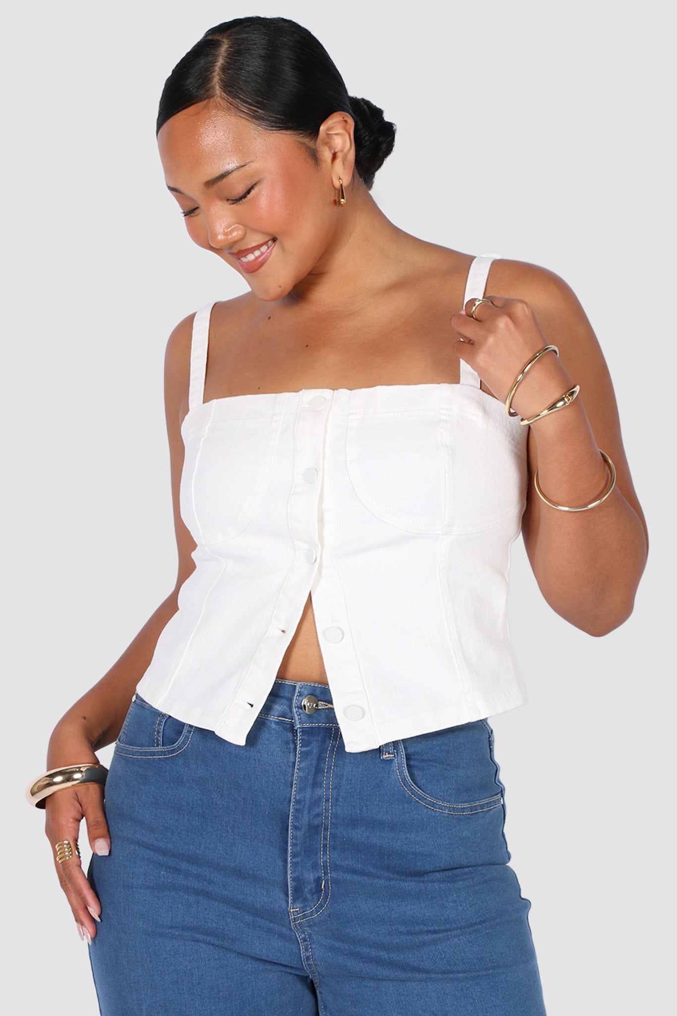 SIREN DENIM TOP WHITE