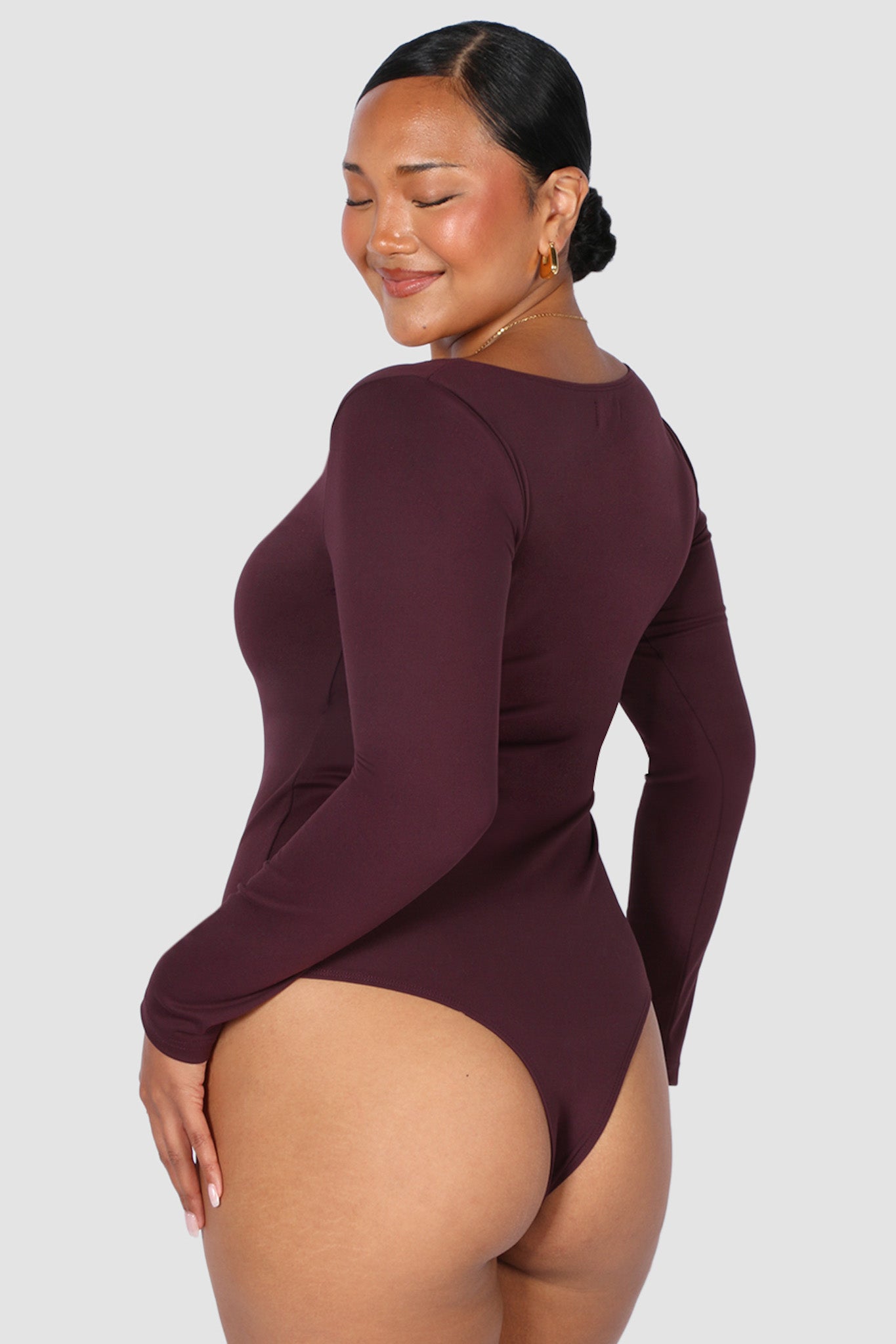 SCOOP NECK BODYSUIT DEEP PLUM