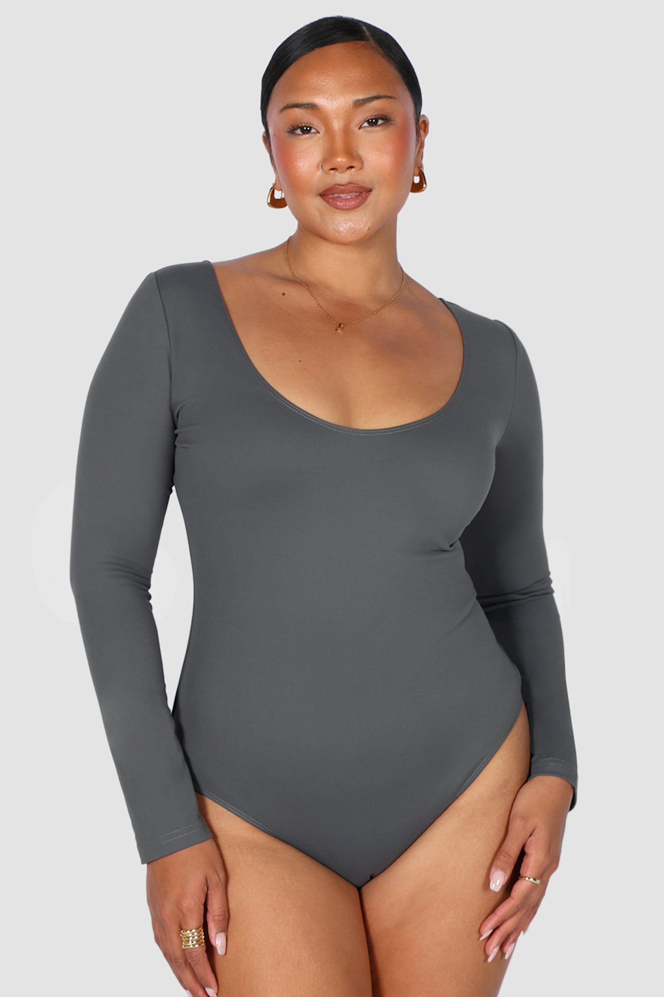 SCOOP NECK BODYSUIT GREY