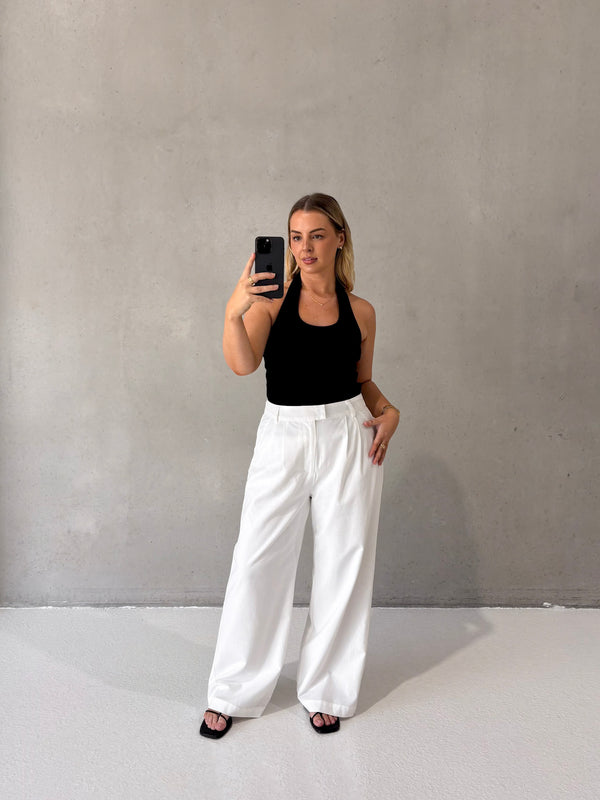 ARIE LINEN BLEND PANT WHITE