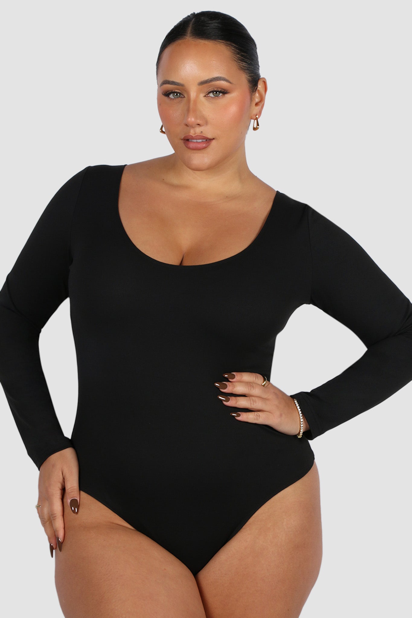 SCOOP NECK BODYSUIT BLACK