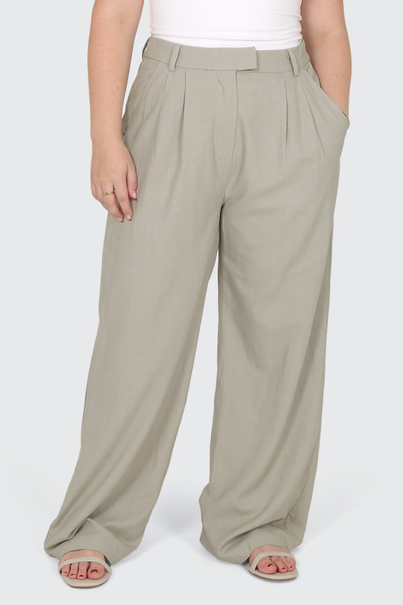 ARIE LINEN PANTS STONE TALL FIT