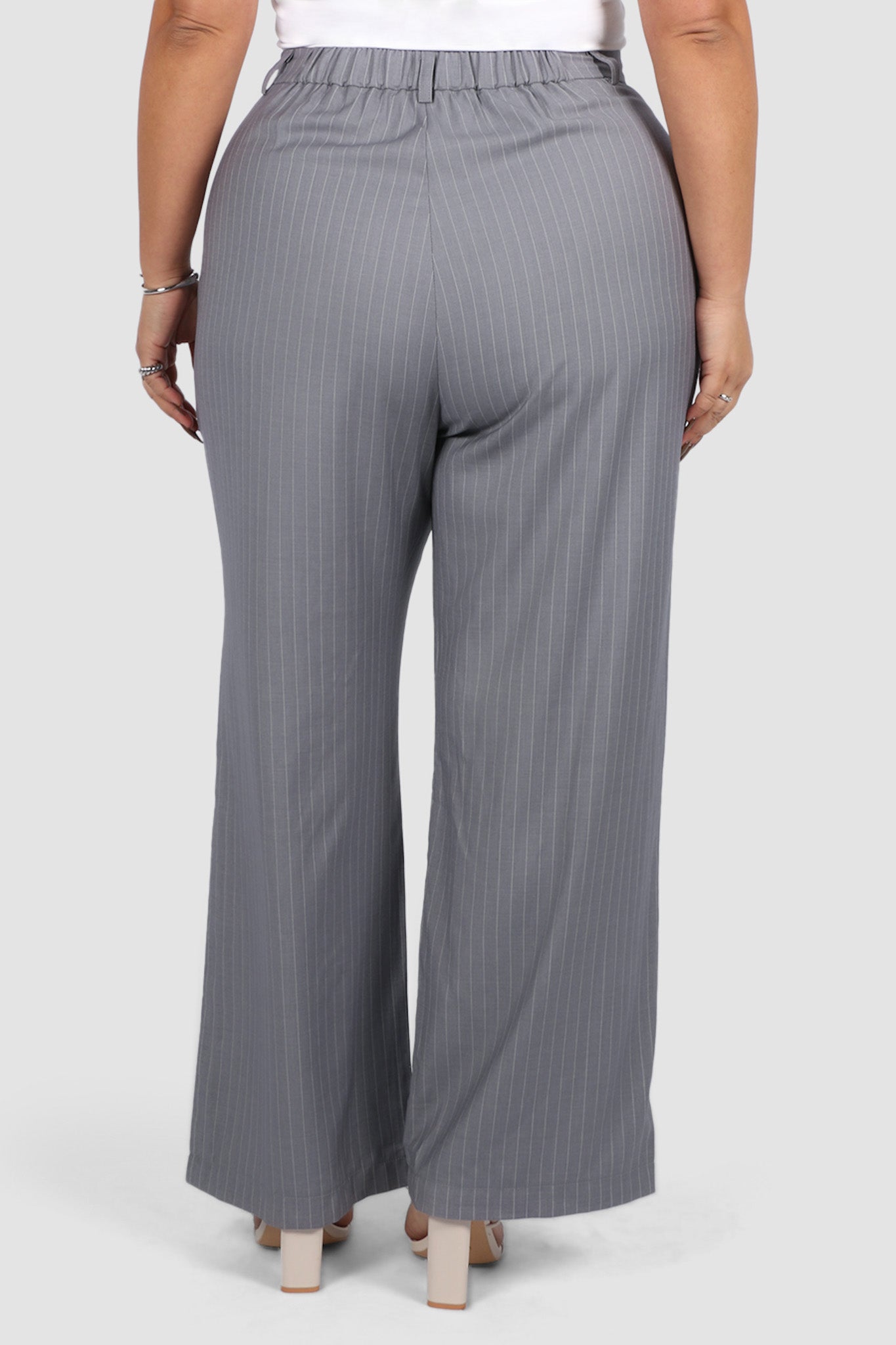 DOWNTOWN PANT LIGHT GREY PINSTRIPE