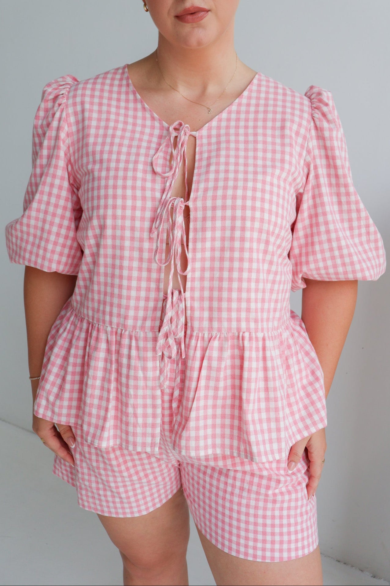 FAWN TOP PINK GINGHAM