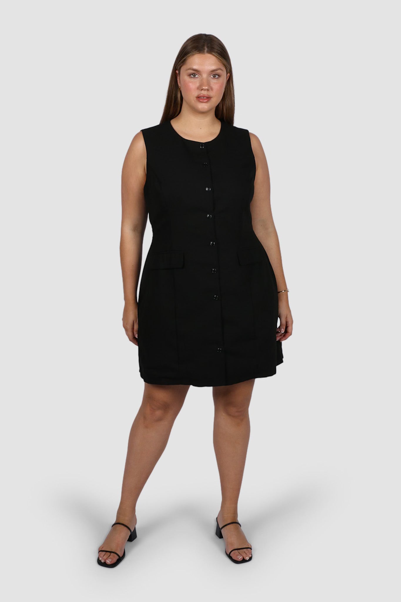 MAVEN BUTTON DRESS BLACK