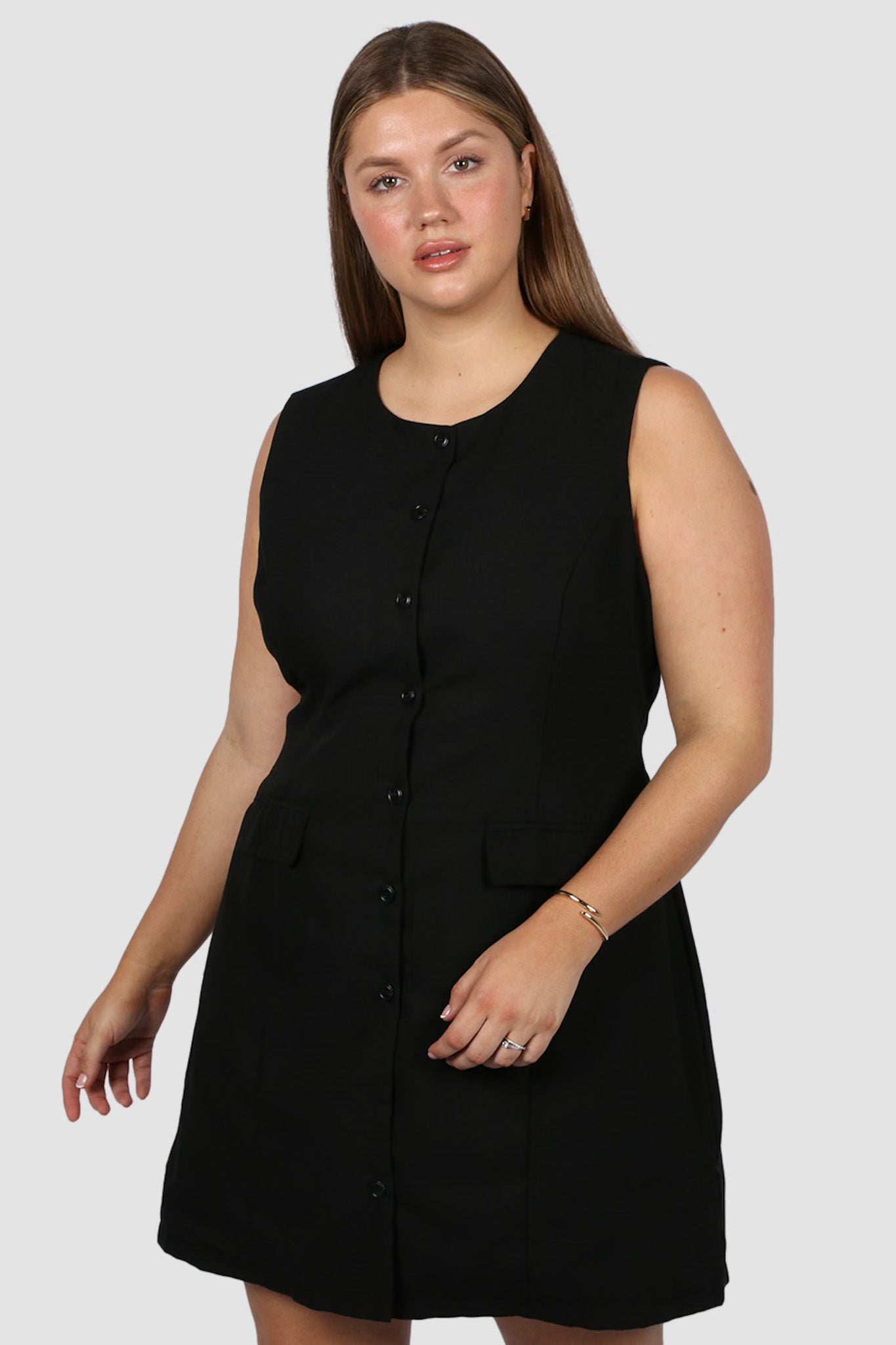 MAVEN BUTTON DRESS BLACK