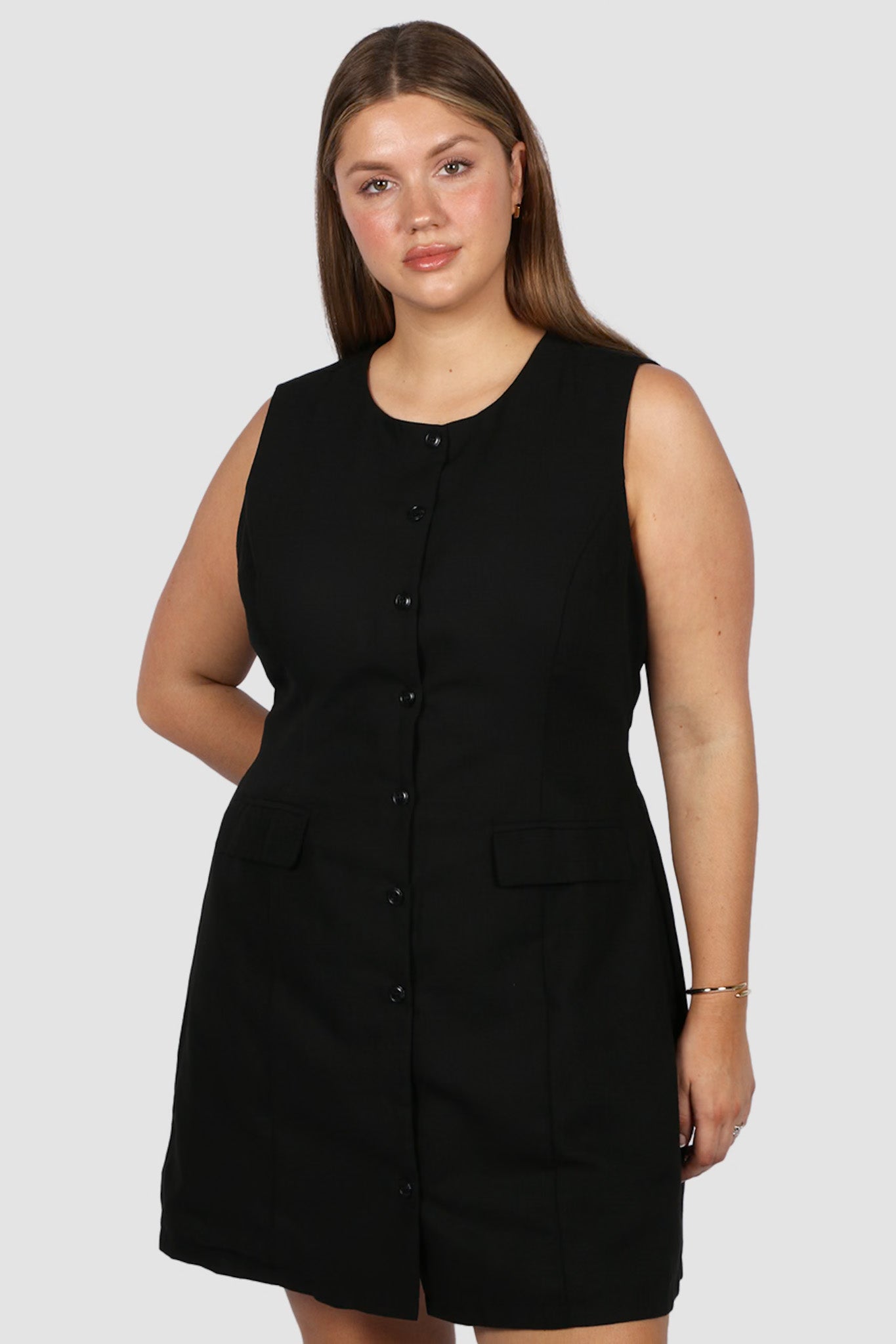 MAVEN BUTTON DRESS BLACK