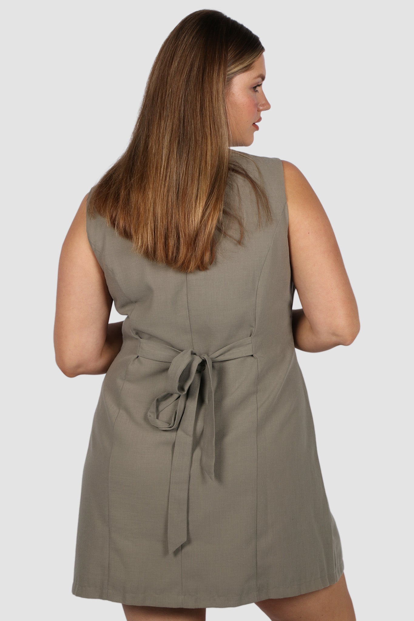 MAVEN BUTTON DRESS KHAKI