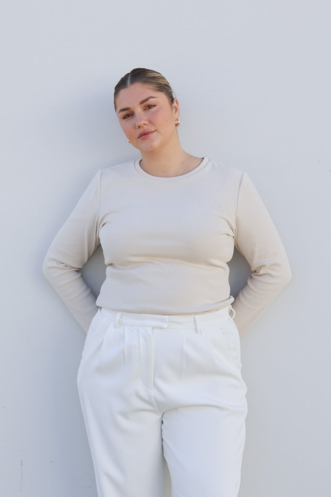 PORTLAND L/S RIB TEE BEIGE