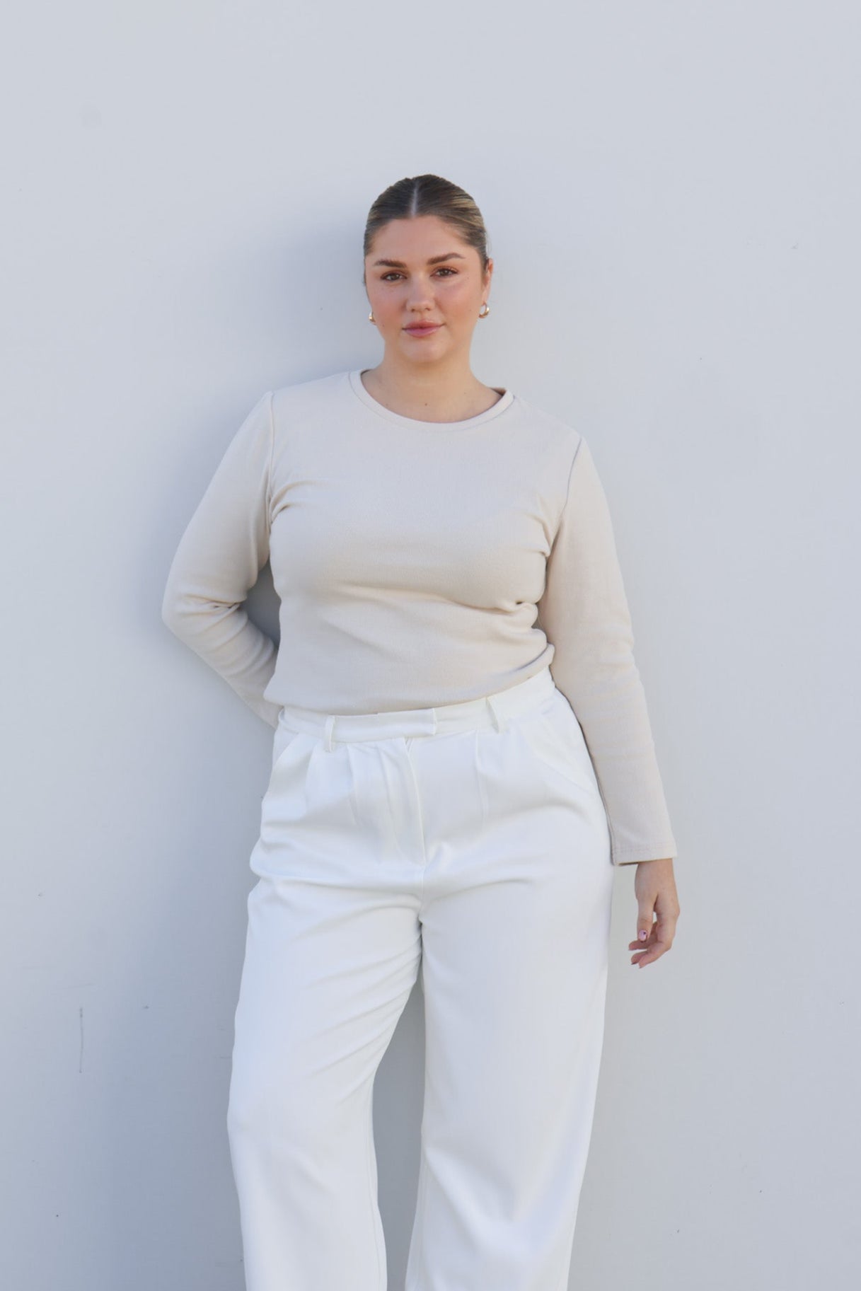 PORTLAND L/S RIB TEE BEIGE