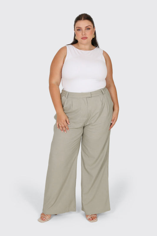 ARIE LINEN PANTS STONE TALL FIT
