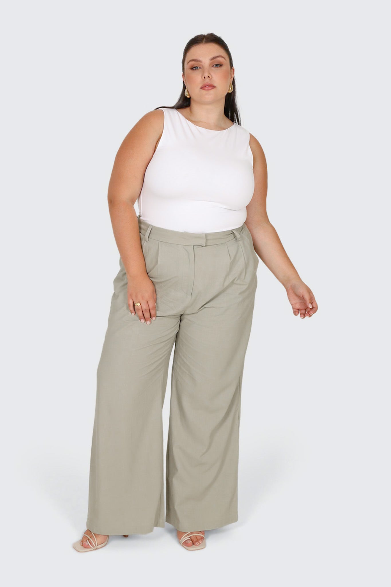 Leg Trousers Womens Tall Plus Size Pants Tall Ladies Linen Crops