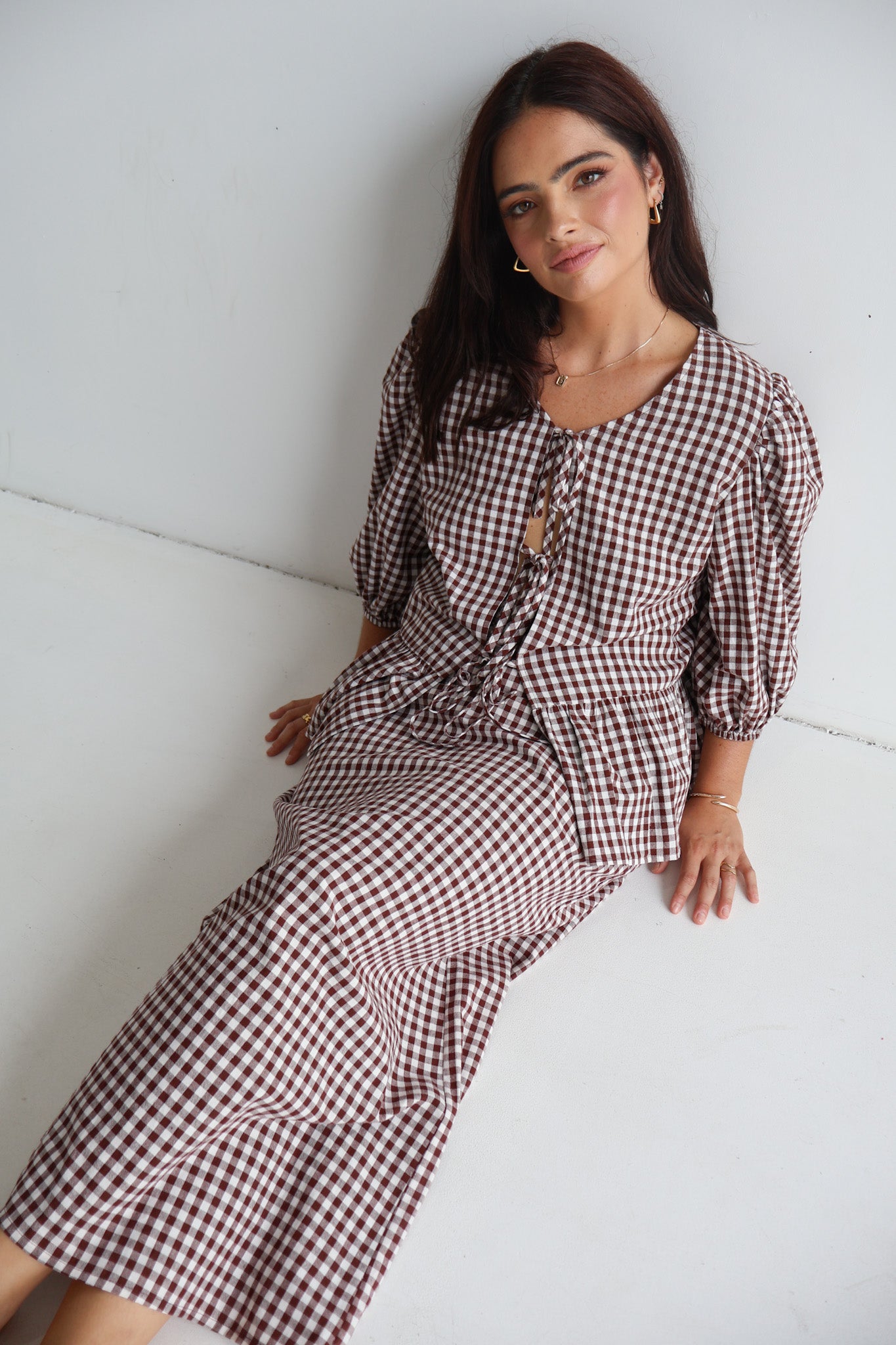 FAWN TOP CHOC GINGHAM