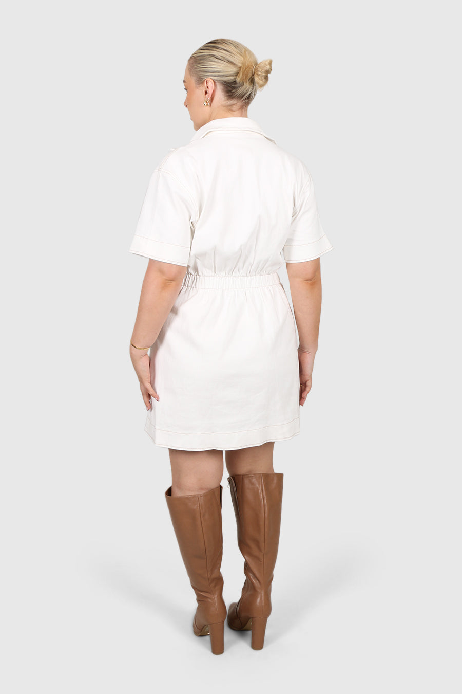 SAVEIRA DENIM DRESS WHITE