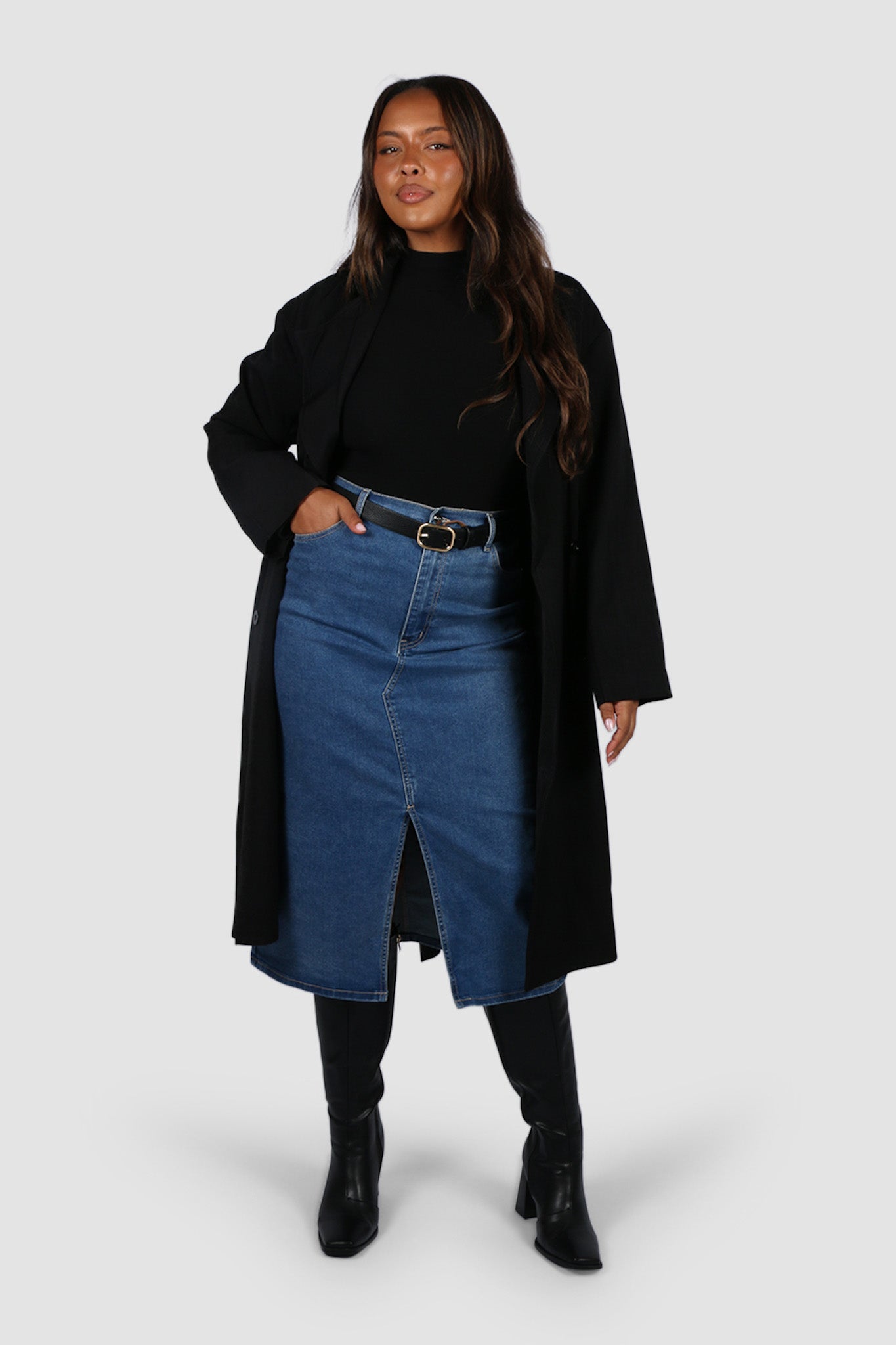 HUDSON MIDI SKIRT DEEP BLUE