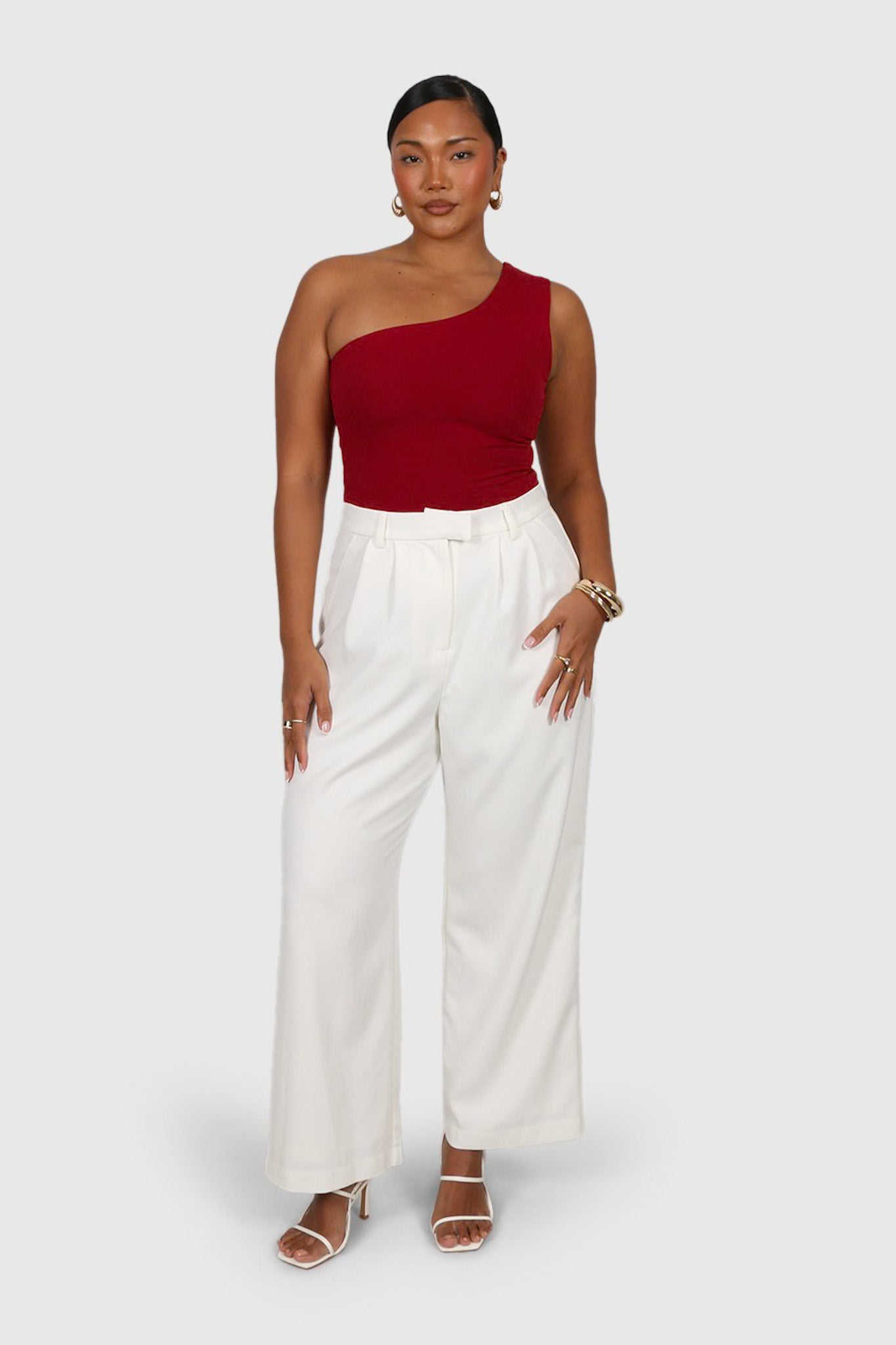 SULLIVAN ONE SHOULDER TOP CHERRY