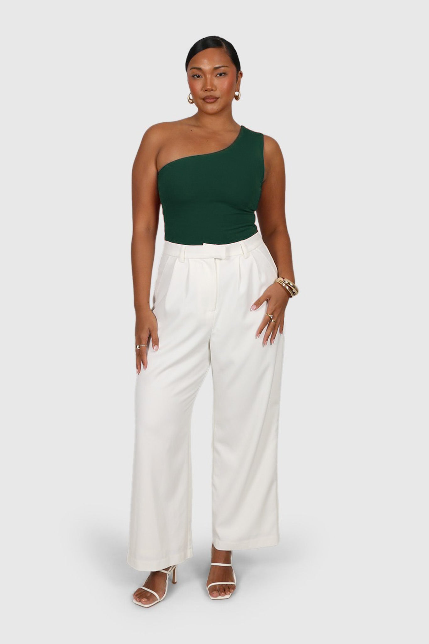 SULLIVAN ONE SHOULDER TOP DEEP GREEN